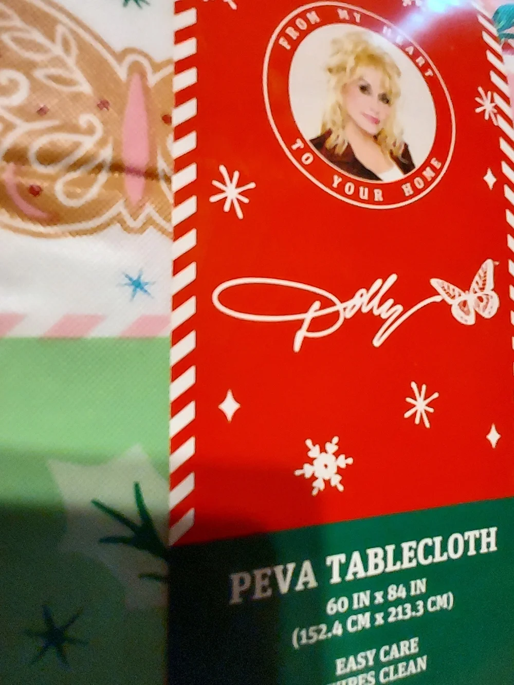 Dolly Parton PEVA Holiday Tablecloth in Red and Multi-Color New